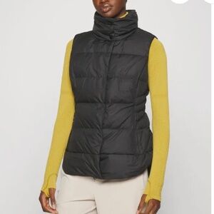 Athleta Downtown Vest Black Zip Snap Front High Neck Puffer Vest Plus Size 2X